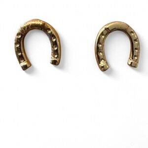 Gold Tone Horseshoe Stud Earrings